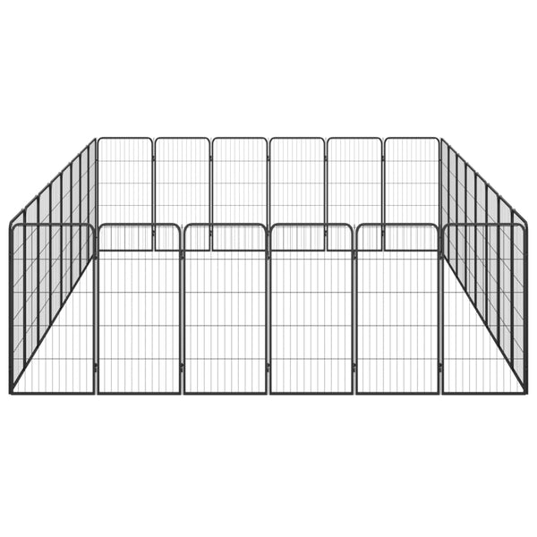 vidaXL 28-Piece Dog Playpen Black 50x100cm Powder-Coated Steel
