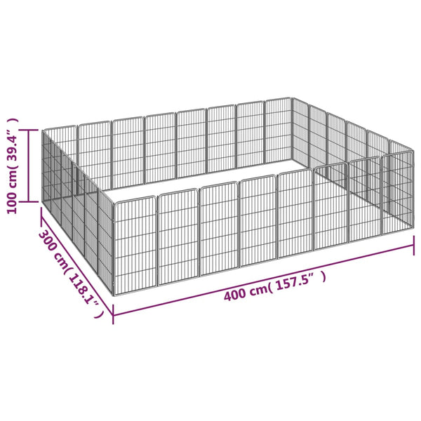 vidaXL 28-Piece Dog Playpen Black 50x100cm Powder-Coated Steel