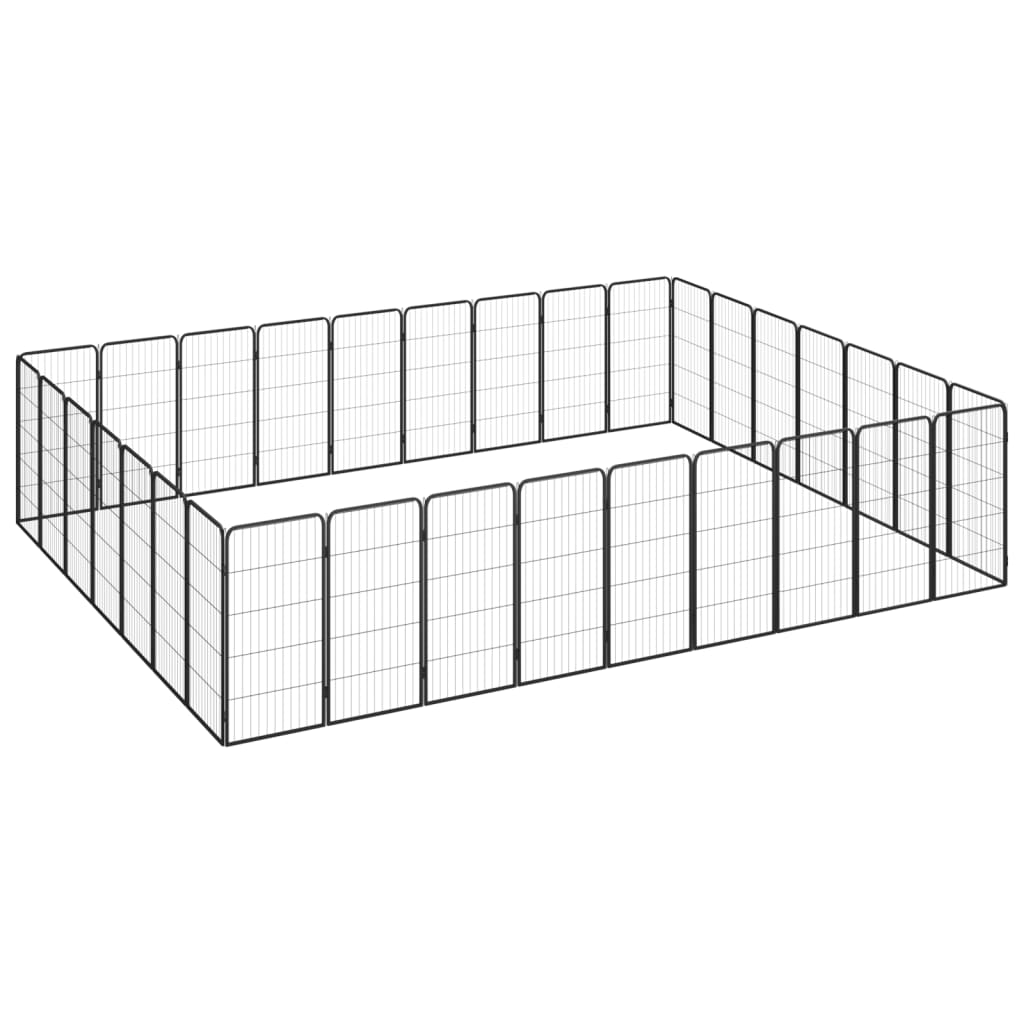 vidaXL 32-piece Dog Playpen Black 50x100cm Powder-Coated Steel