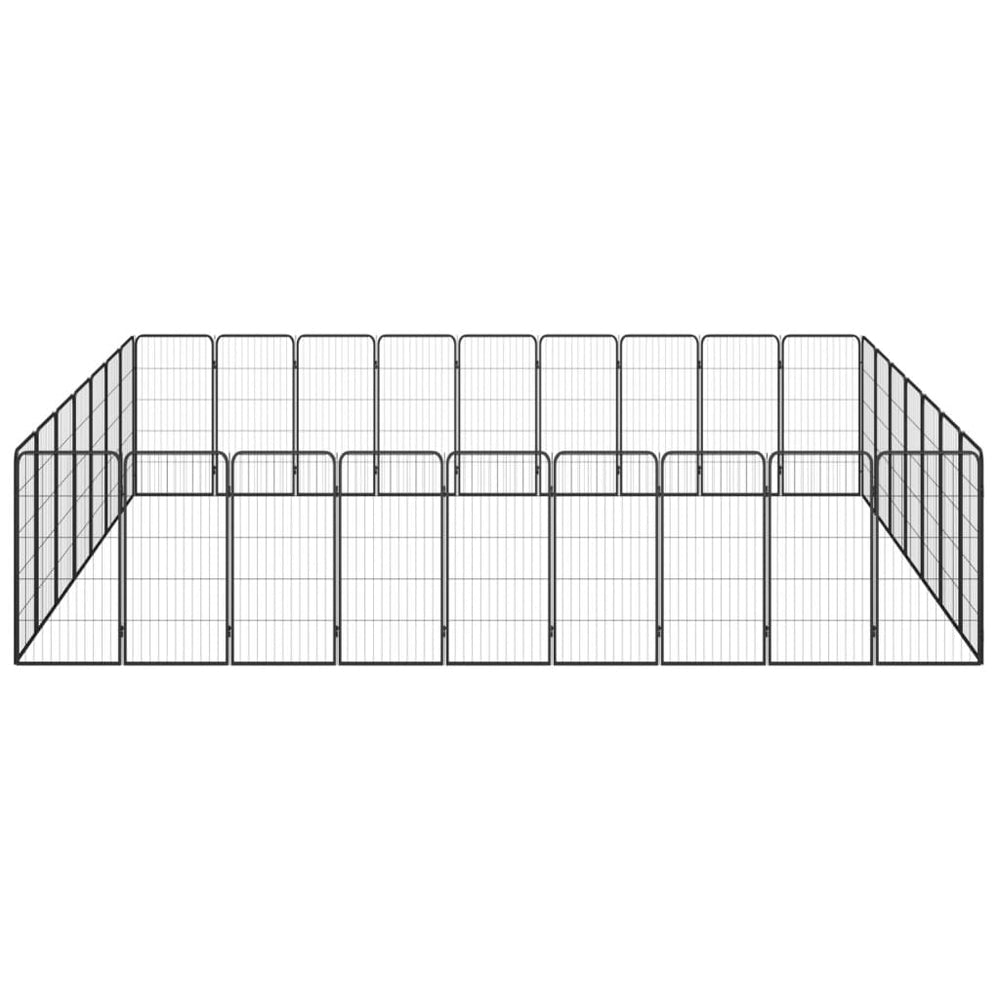 vidaXL 32-piece Dog Playpen Black 50x100cm Powder-Coated Steel