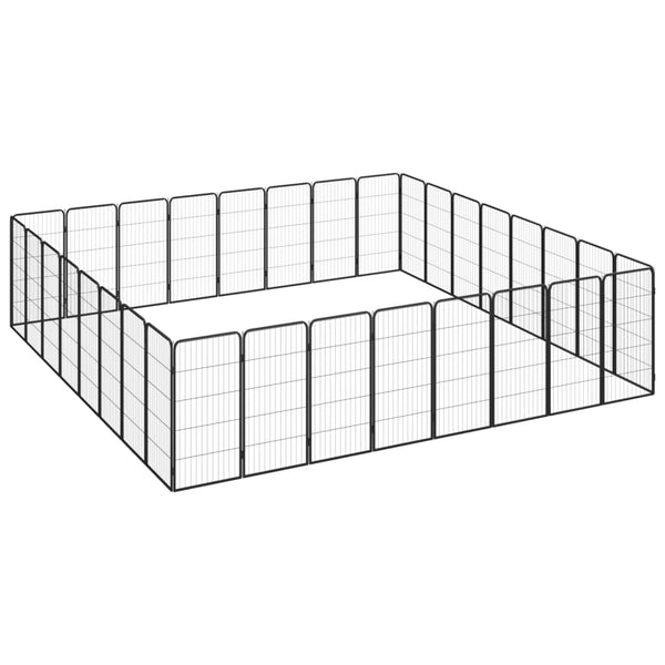 vidaXL 32-piece Dog Playpen Black 50x100cm Powder-Coated Steel