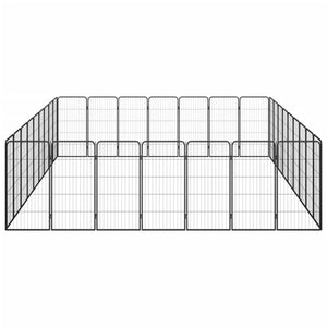 vidaXL 32-piece Dog Playpen Black 50x100cm Powder-Coated Steel