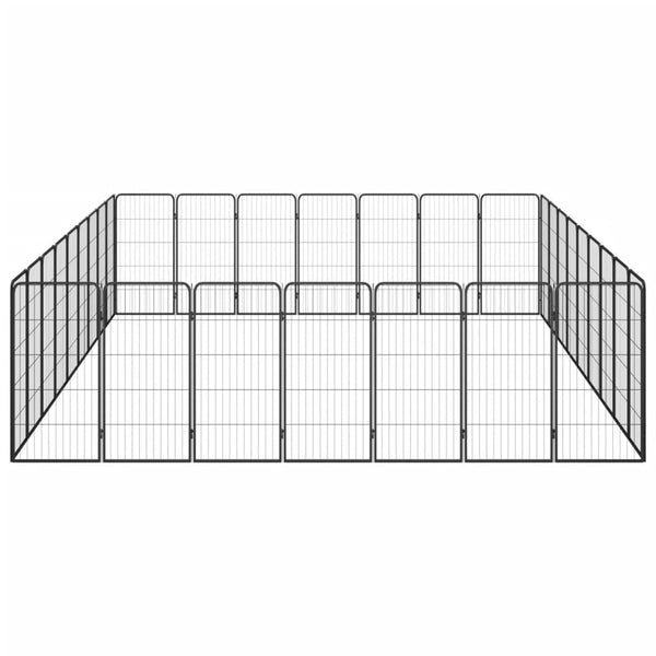 vidaXL 32-piece Dog Playpen Black 50x100cm Powder-Coated Steel
