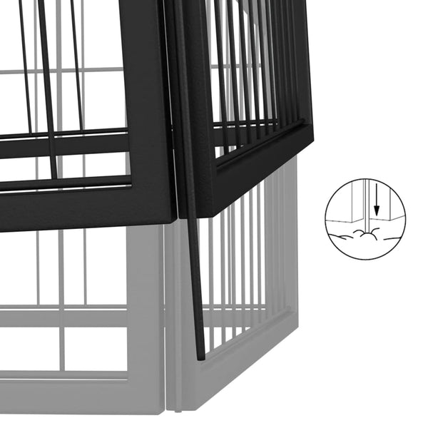 vidaXL 32-piece Dog Playpen Black 50x100cm Powder-Coated Steel