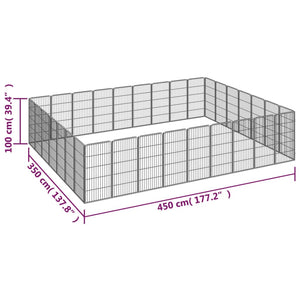 vidaXL 32-piece Dog Playpen Black 50x100cm Powder-Coated Steel