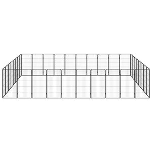 vidaXL 36-piece Dog Playpen Black 50x100cm Powder-Coated Steel