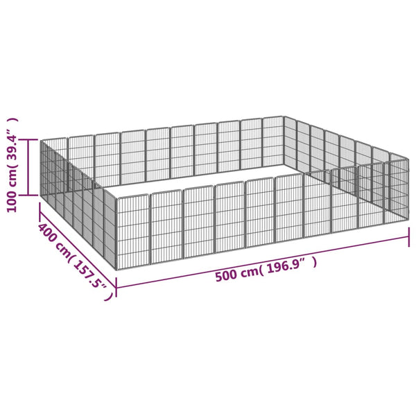vidaXL 36-piece Dog Playpen Black 50x100cm Powder-Coated Steel
