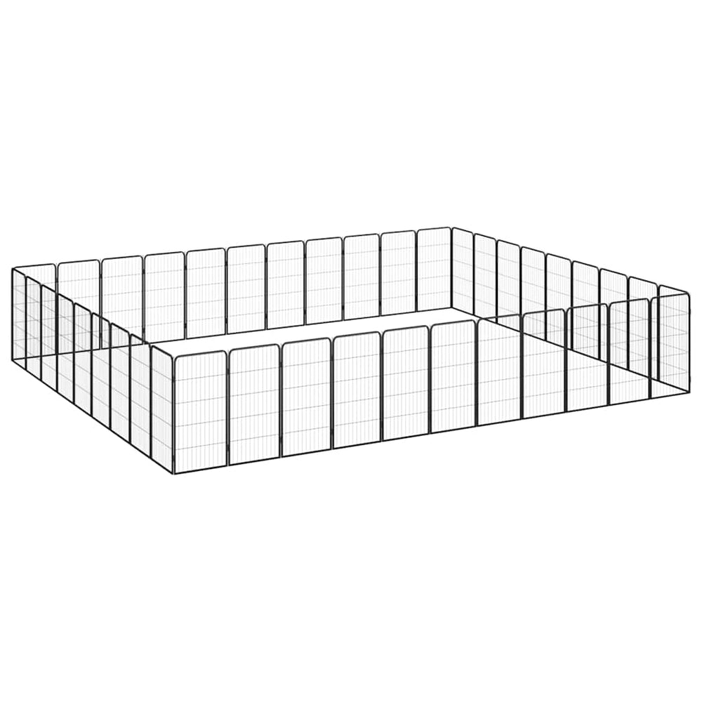 vidaXL 40-piece Dog Playpen Black 50x100cm Powder-Coated Steel