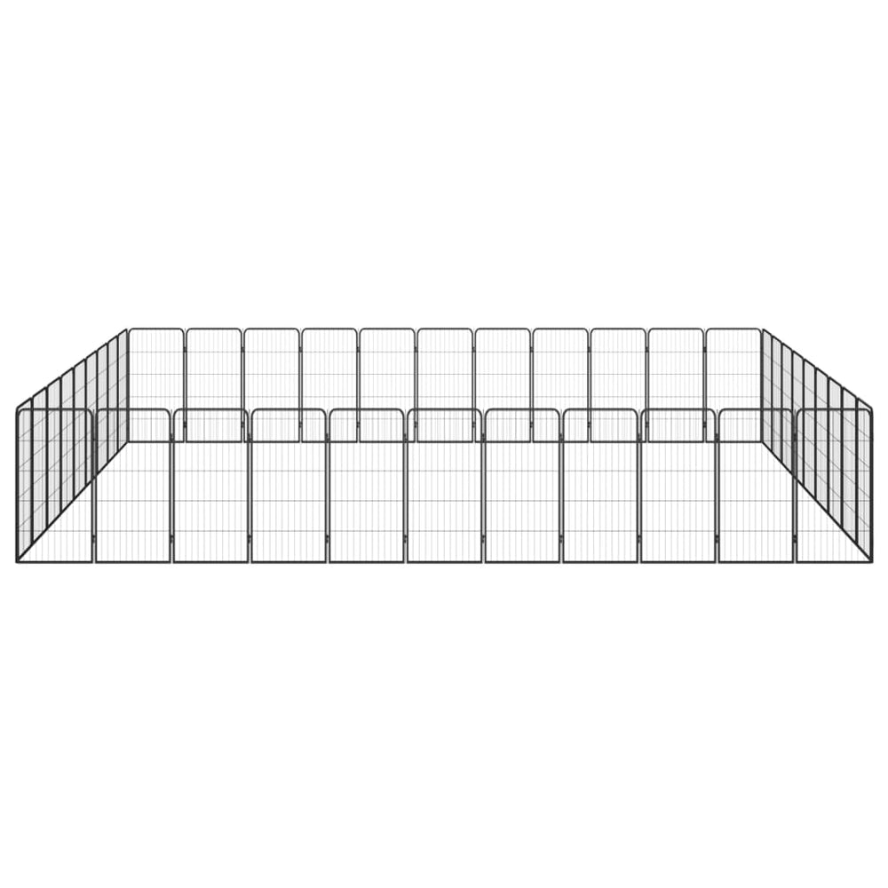 vidaXL 40-piece Dog Playpen Black 50x100cm Powder-Coated Steel