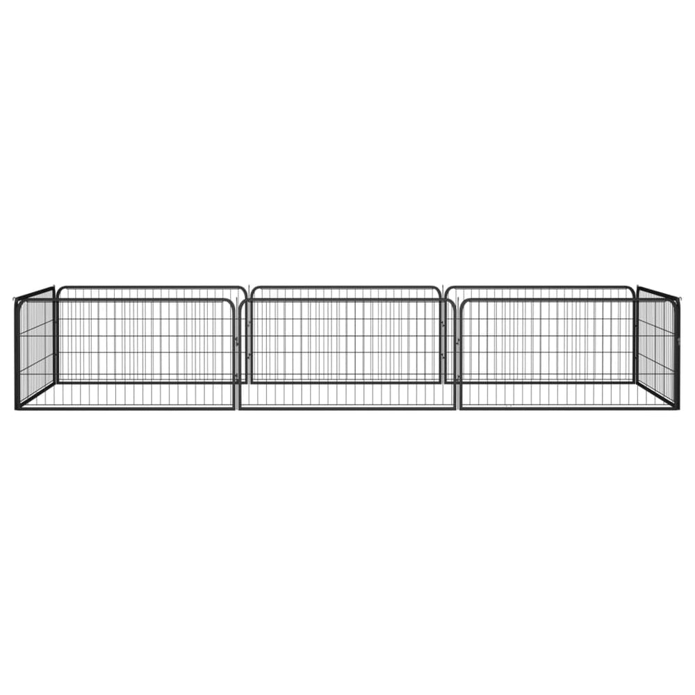 vidaXL 8-Panel Dog Playpen Black 100x50 cm Powder-Coated Steel