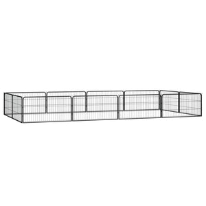 vidaXL 12-Piece Dog Playpen Black 100x50cm Powder-Coated Steel