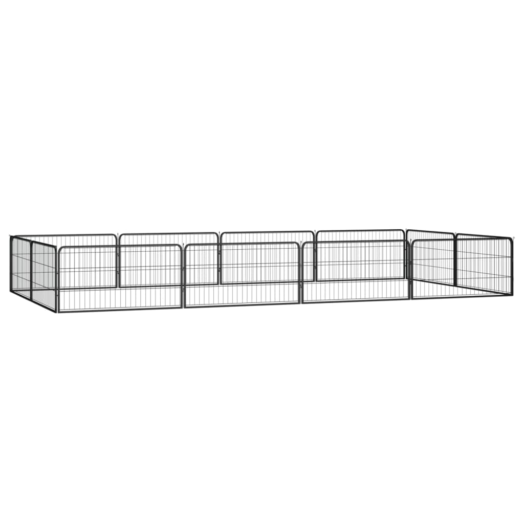 vidaXL 12-Piece Dog Playpen Black 100x50cm Powder-Coated Steel