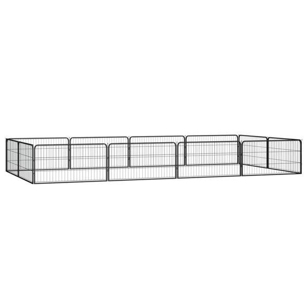 vidaXL 12-Piece Dog Playpen Black 100x50cm Powder-Coated Steel
