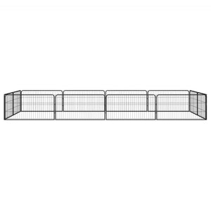 vidaXL 12-Piece Dog Playpen Black 100x50cm Powder-Coated Steel