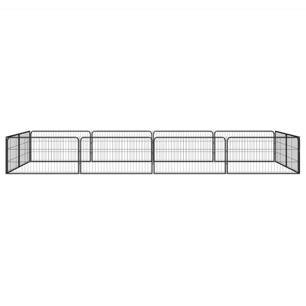 vidaXL 12-Piece Dog Playpen Black 100x50cm Powder-Coated Steel