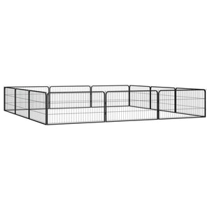 vidaXL 12-Piece Dog Playpen Black 100x50cm Powder-Coated Steel