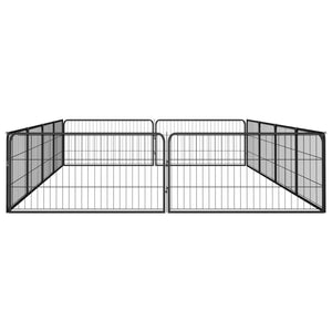 vidaXL 12-Piece Dog Playpen Black 100x50cm Powder-Coated Steel