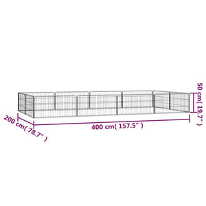 vidaXL 12-Piece Dog Playpen Black 100x50cm Powder-Coated Steel