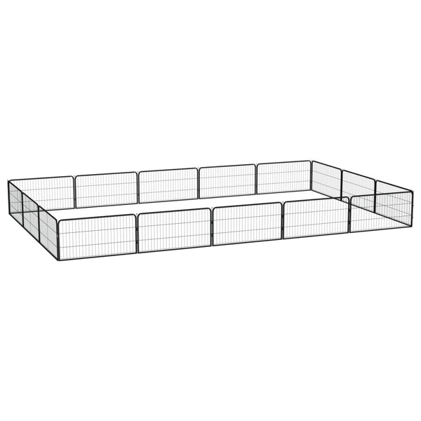 vidaXL 16-piece Dog Playpen Black 100x50 cm Powder-Coated Steel