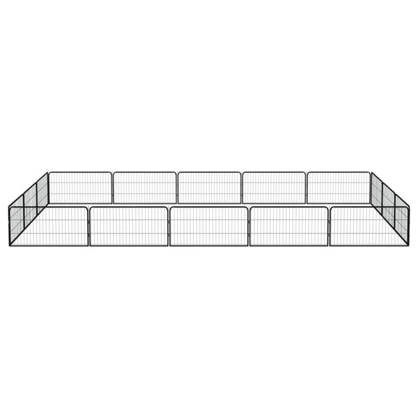 vidaXL 16-piece Dog Playpen Black 100x50 cm Powder-Coated Steel