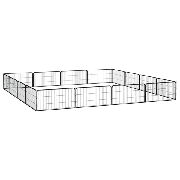 vidaXL 16-piece Dog Playpen Black 100x50 cm Powder-Coated Steel