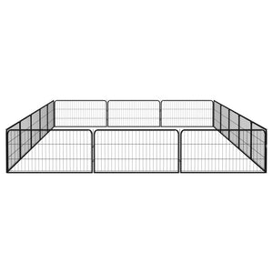 vidaXL 16-piece Dog Playpen Black 100x50 cm Powder-Coated Steel