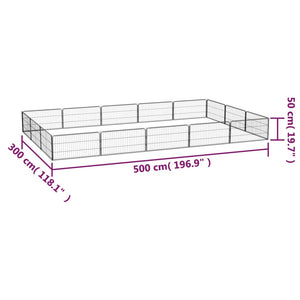 vidaXL 16-piece Dog Playpen Black 100x50 cm Powder-Coated Steel