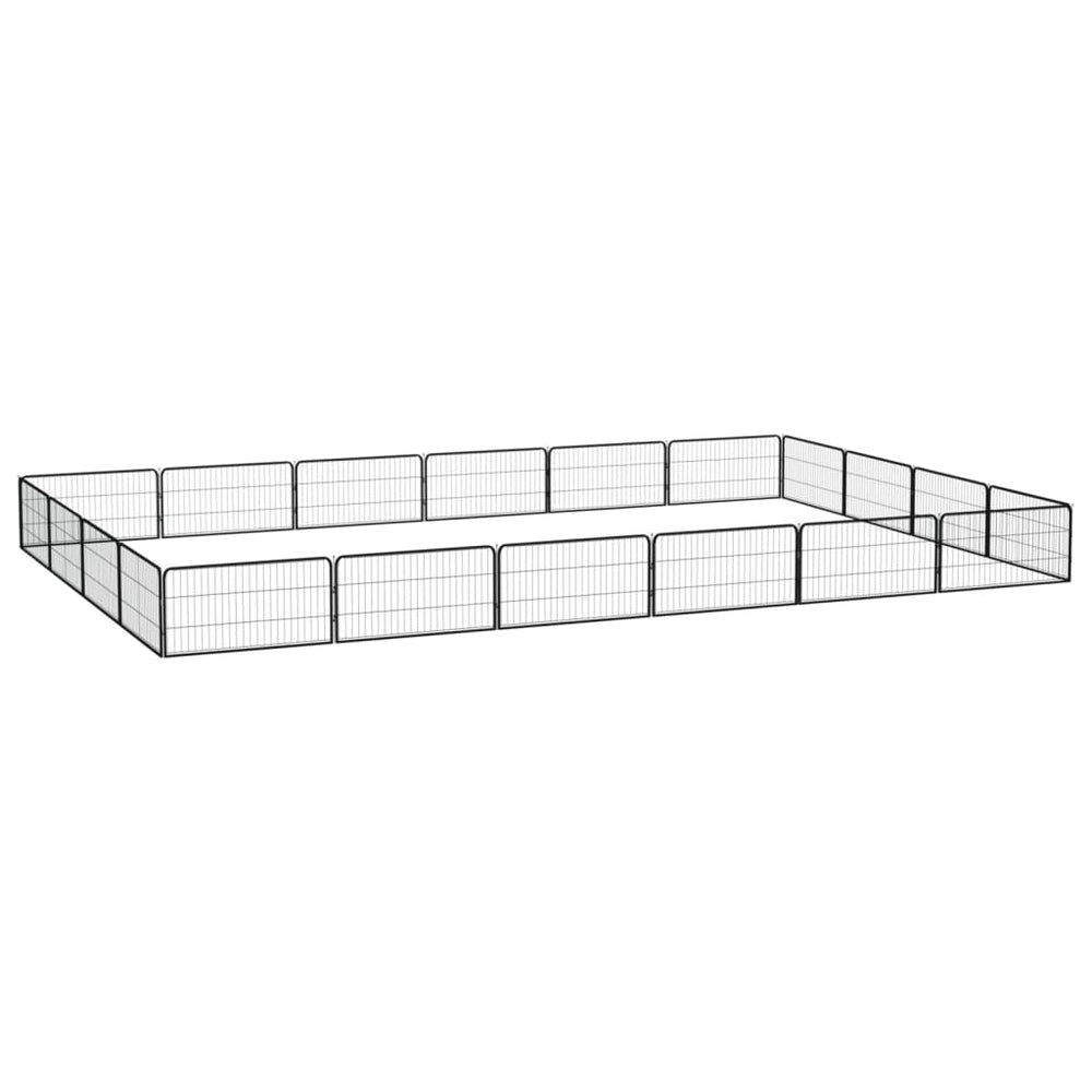 vidaXL 20-pc. Dog Playpen Black 100x50cm Powder-Coated Steel