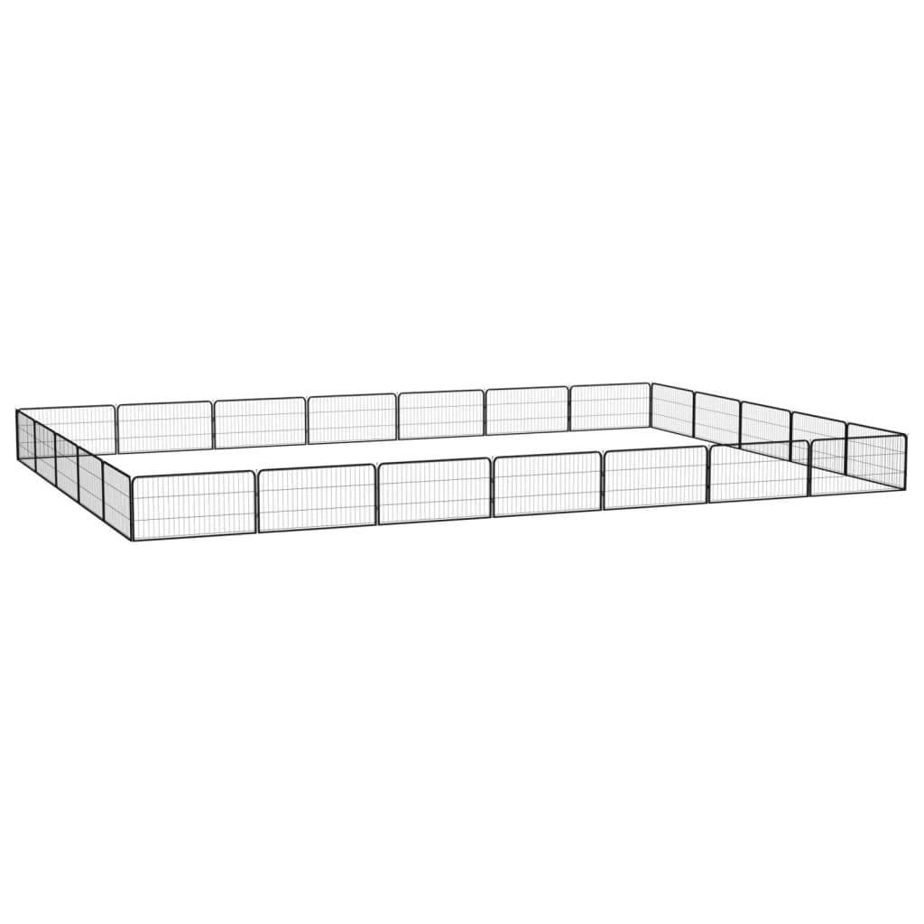 vidaXL 24-Piece Dog Playpen Black 100x50cm Powder-Coated Steel