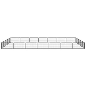 vidaXL 24-Piece Dog Playpen Black 100x50cm Powder-Coated Steel