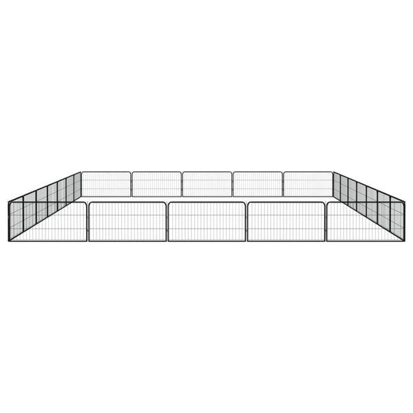 vidaXL 24-Piece Dog Playpen Black 100x50cm Powder-Coated Steel