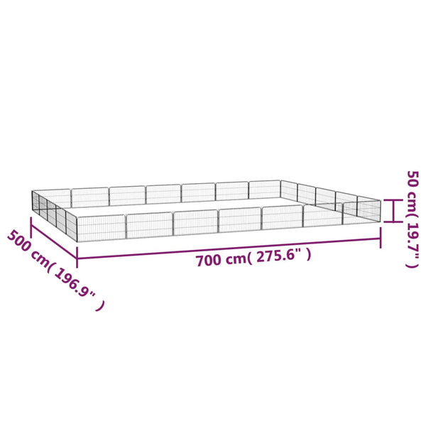 vidaXL 24-Piece Dog Playpen Black 100x50cm Powder-Coated Steel