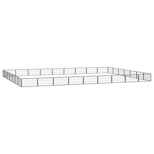 vidaXL 32-piece Dog Playpen Black 100x50cm Powder-Coated Steel