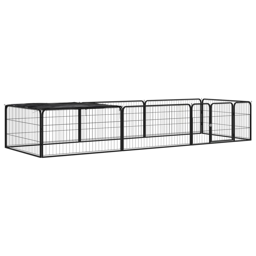 vidaXL 8-Panel Dog Playpen Black 100x50 cm Powder-Coated Steel