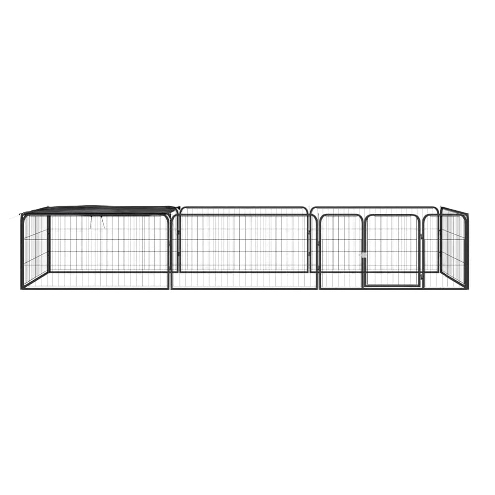 vidaXL 8-Panel Dog Playpen Black 100x50 cm Powder-Coated Steel