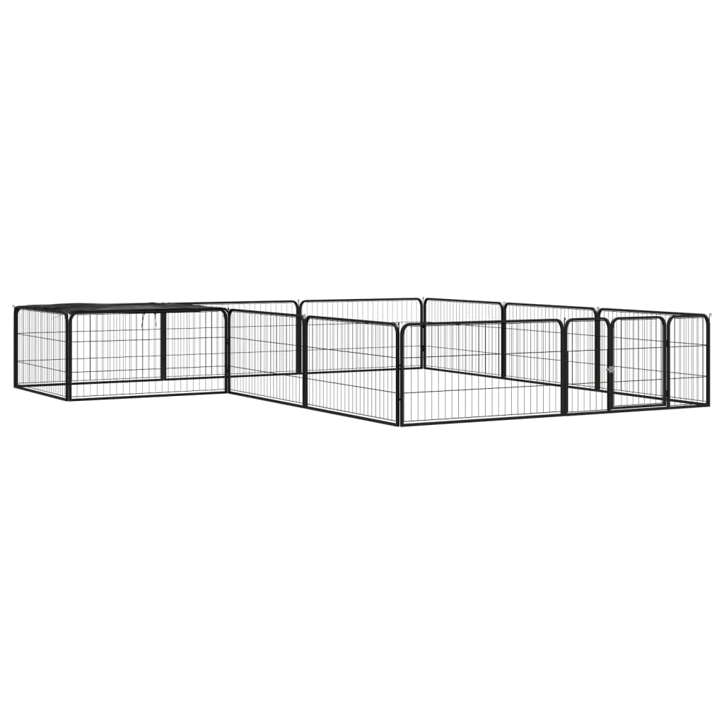 vidaXL 12-Piece Dog Playpen Black 100x50cm Powder-Coated Steel