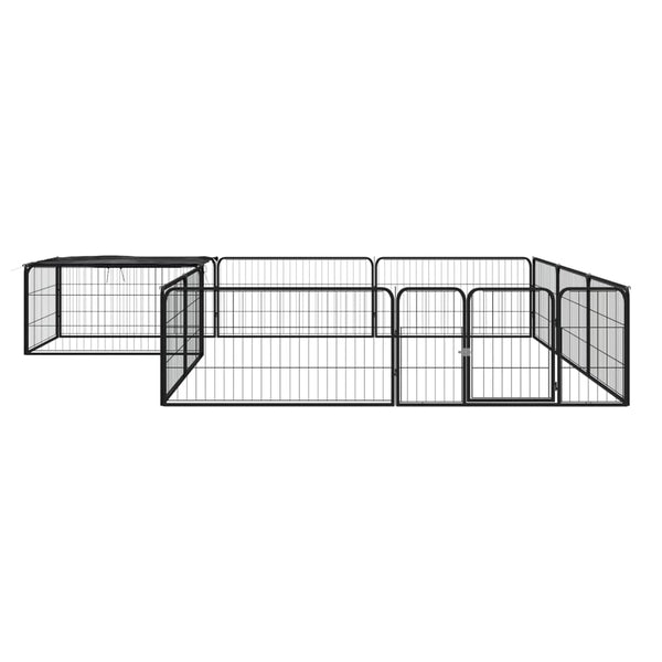 vidaXL 12-Piece Dog Playpen Black 100x50cm Powder-Coated Steel