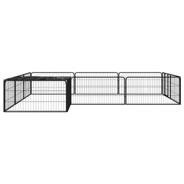vidaXL 12-Piece Dog Playpen Black 100x50cm Powder-Coated Steel