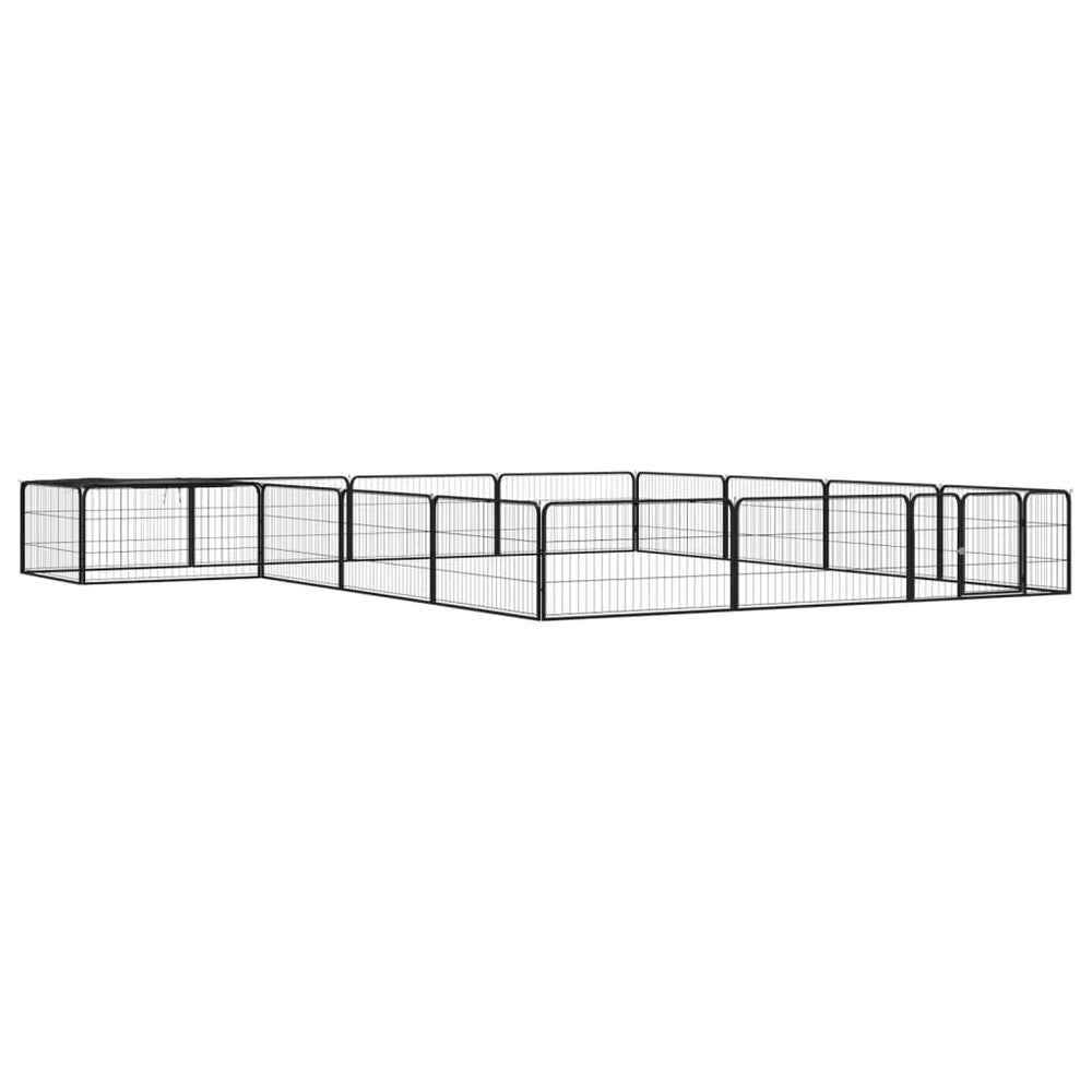 vidaXL 16-piece Dog Playpen Black 100x50 cm Powder-Coated Steel