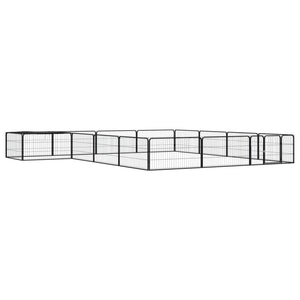 vidaXL 16-piece Dog Playpen Black 100x50 cm Powder-Coated Steel