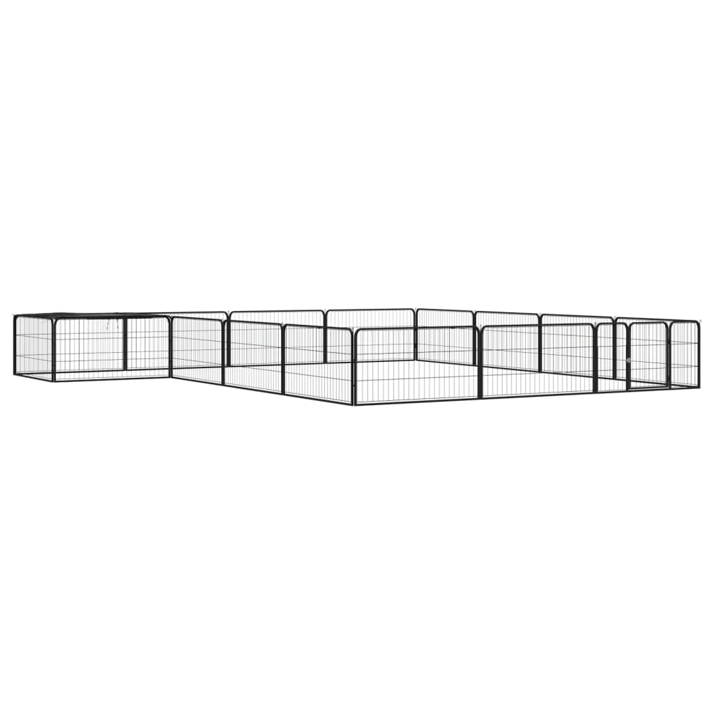 vidaXL 16-piece Dog Playpen Black 100x50 cm Powder-Coated Steel