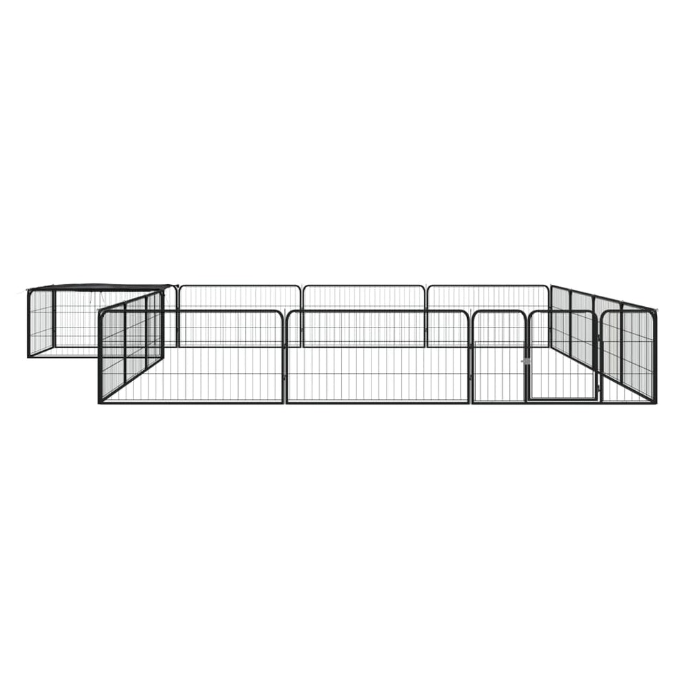 vidaXL 16-piece Dog Playpen Black 100x50 cm Powder-Coated Steel
