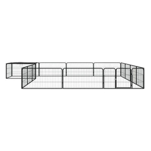 vidaXL 16-piece Dog Playpen Black 100x50 cm Powder-Coated Steel
