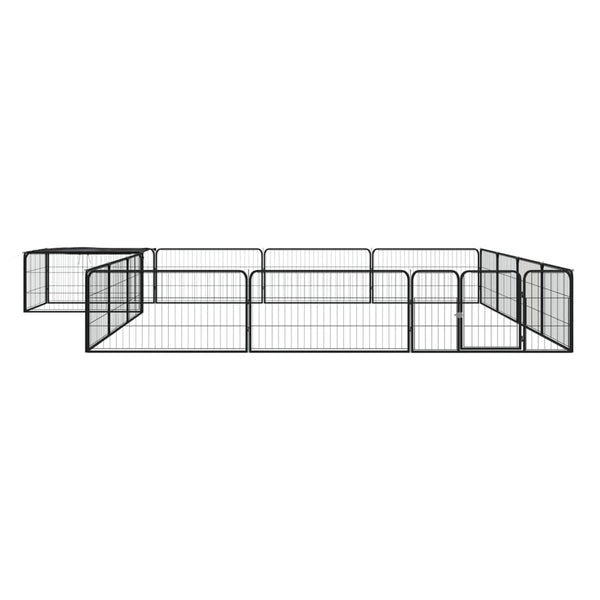 vidaXL 16-piece Dog Playpen Black 100x50 cm Powder-Coated Steel