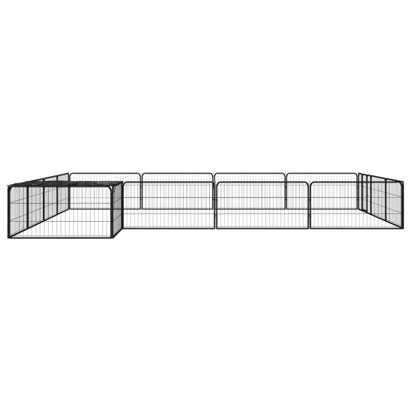 vidaXL 16-piece Dog Playpen Black 100x50 cm Powder-Coated Steel