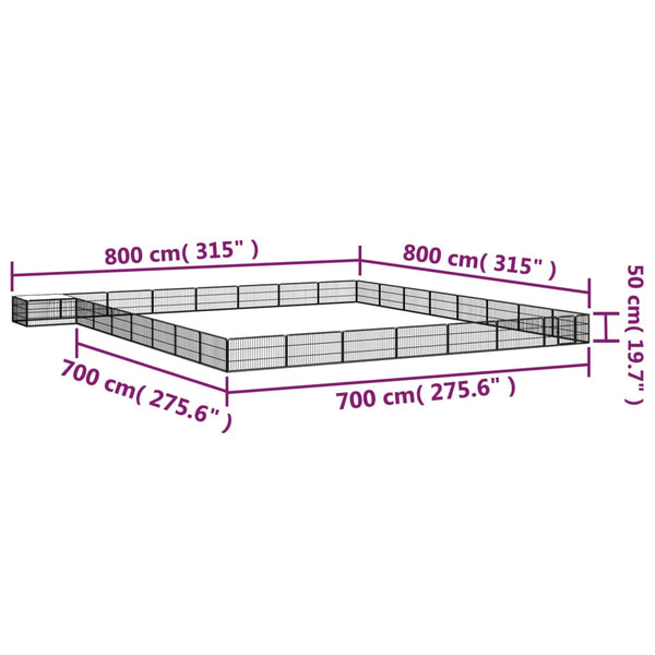 vidaXL 32-piece Dog Playpen Black 100x50cm Powder-Coated Steel