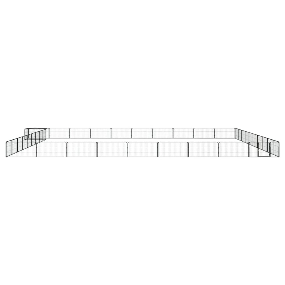 vidaXL 40-pc. Dog Playpen Black 100x50cm Powder-Coated Steel