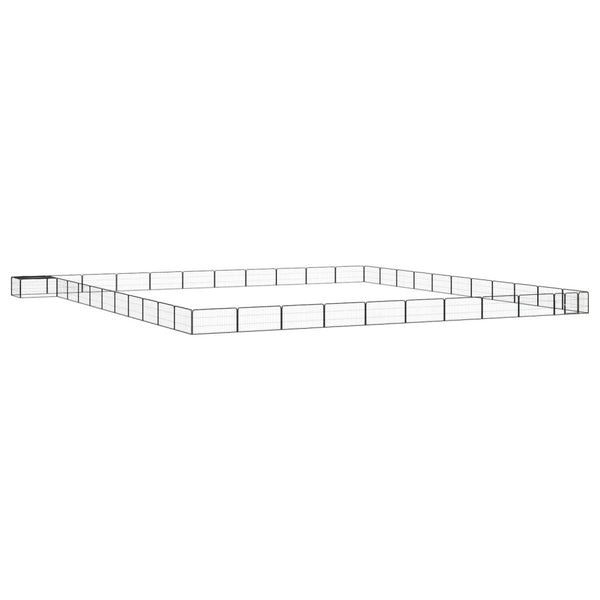 vidaXL 44-piece Dog Playpen Black 100x50cm Powder-Coated Steel
