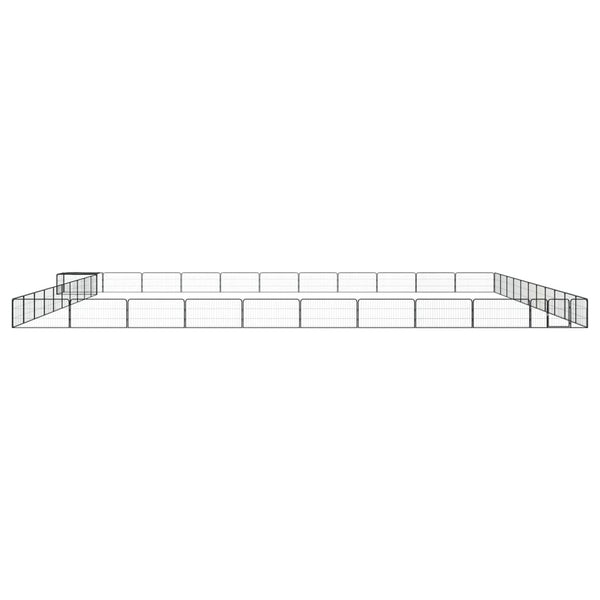 vidaXL 44-piece Dog Playpen Black 100x50cm Powder-Coated Steel