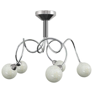 vidaXL Ceiling Lamp with Round Glass Shades for 5 G9 LED Bulbs